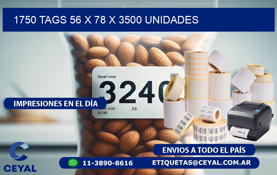 1750 TAGS 56 x 78 X 3500 UNIDADES