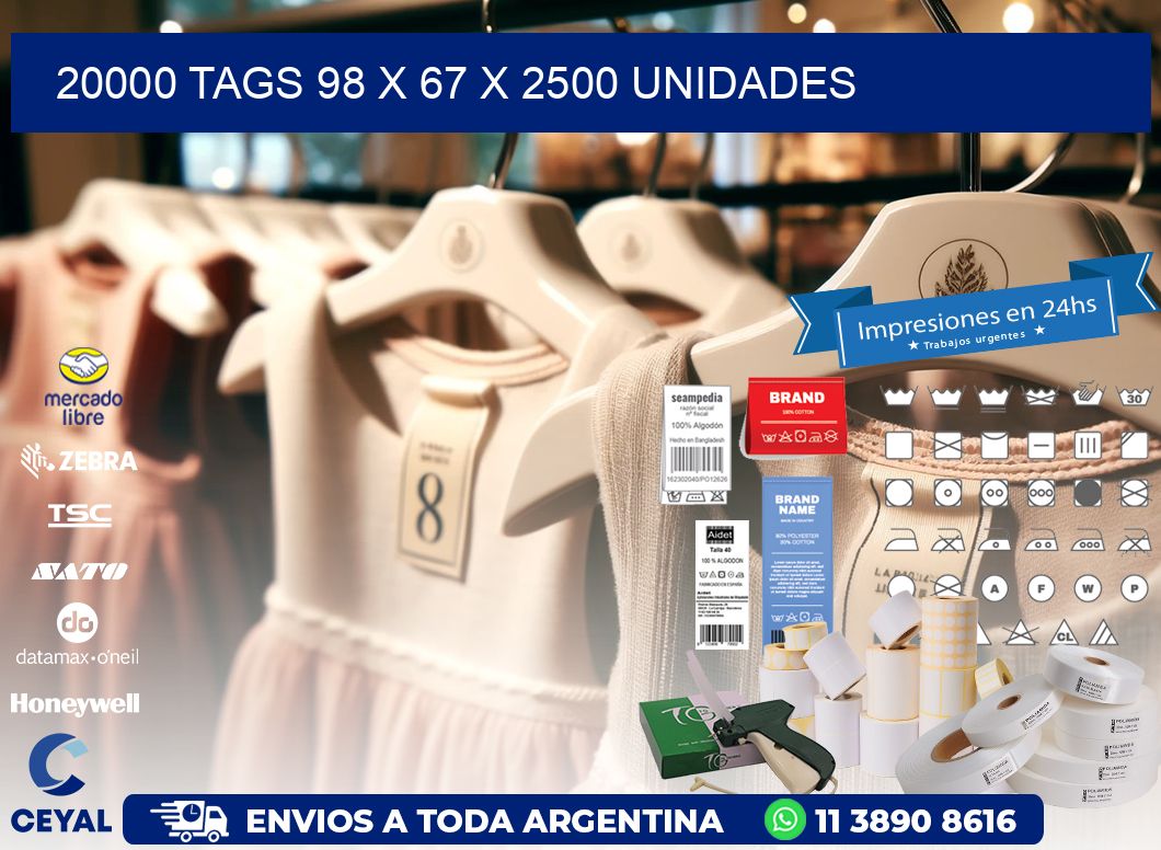 20000 TAGS 98 x 67 X 2500 UNIDADES