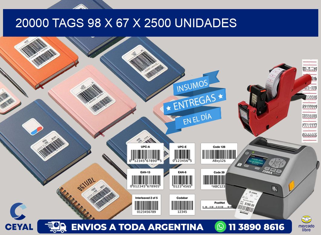 20000 TAGS 98 x 67 X 2500 UNIDADES