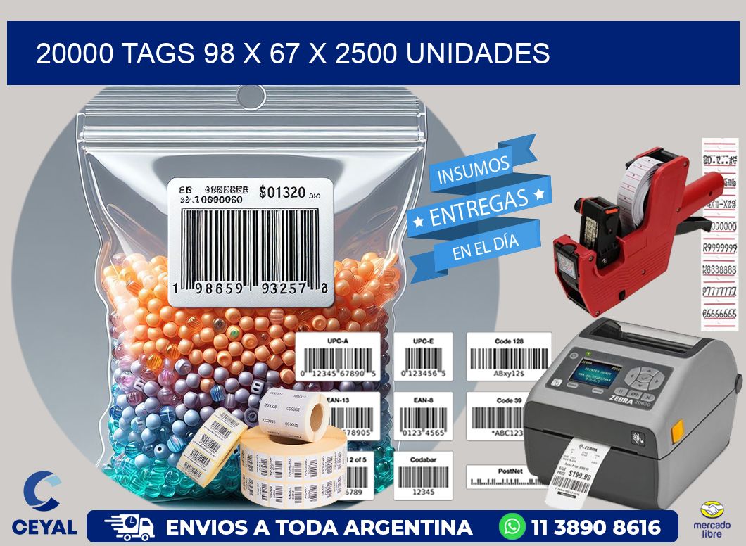 20000 TAGS 98 x 67 X 2500 UNIDADES