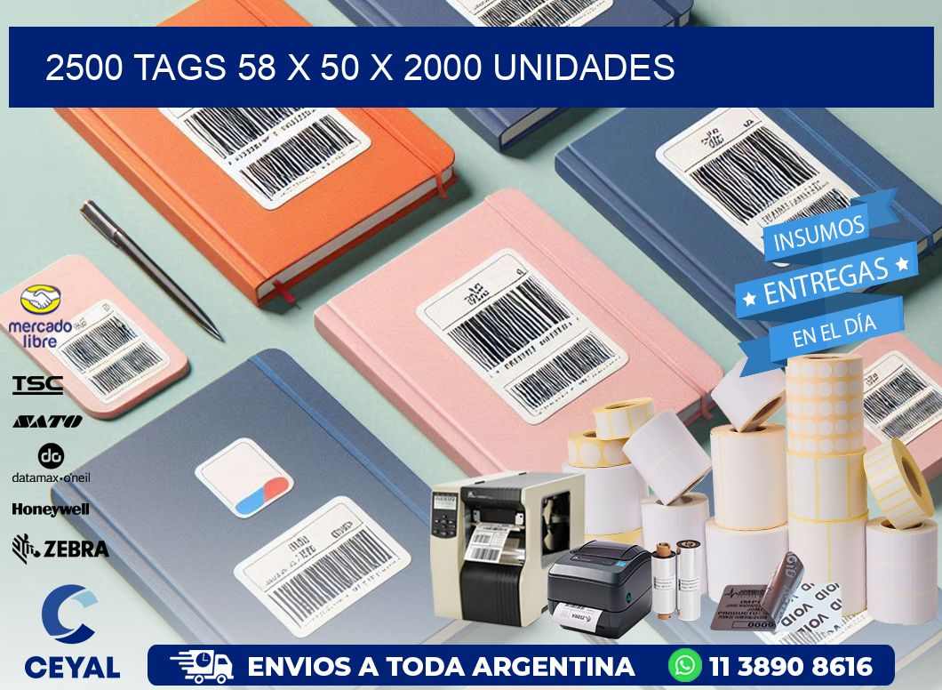 2500 TAGS 58 x 50 X 2000 UNIDADES