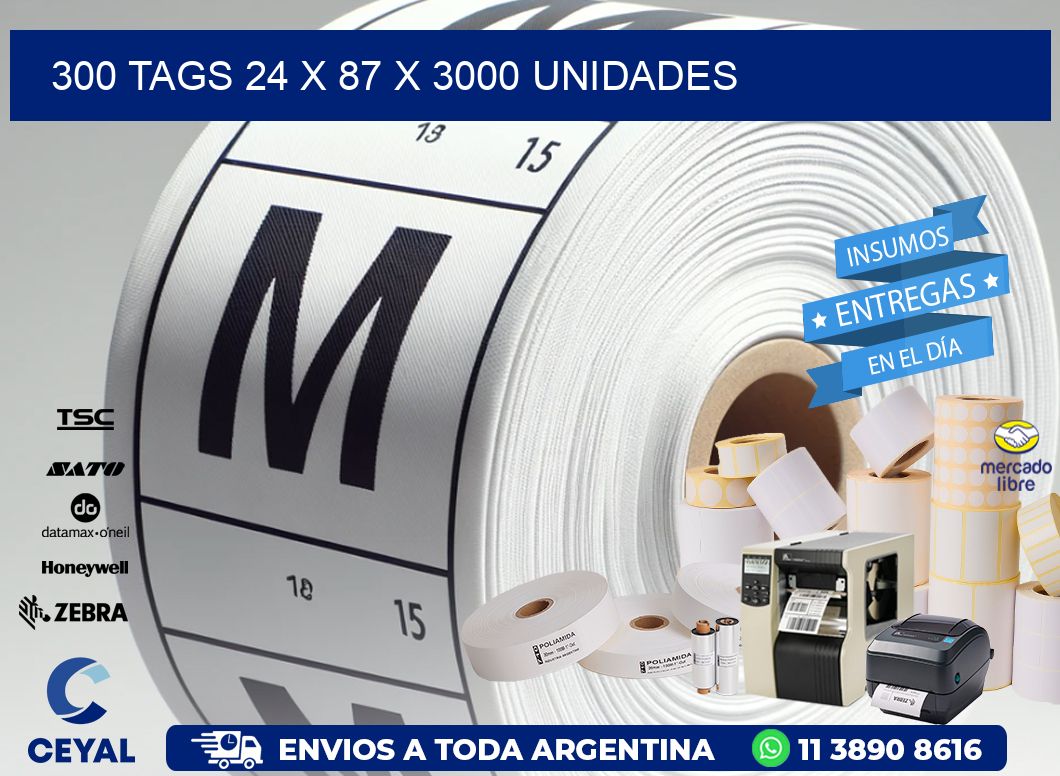 300 TAGS 24 x 87 X 3000 UNIDADES