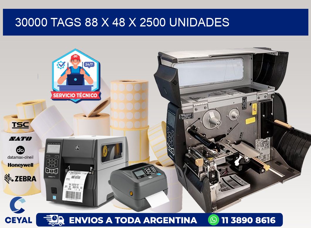 30000 TAGS 88 x 48 X 2500 UNIDADES