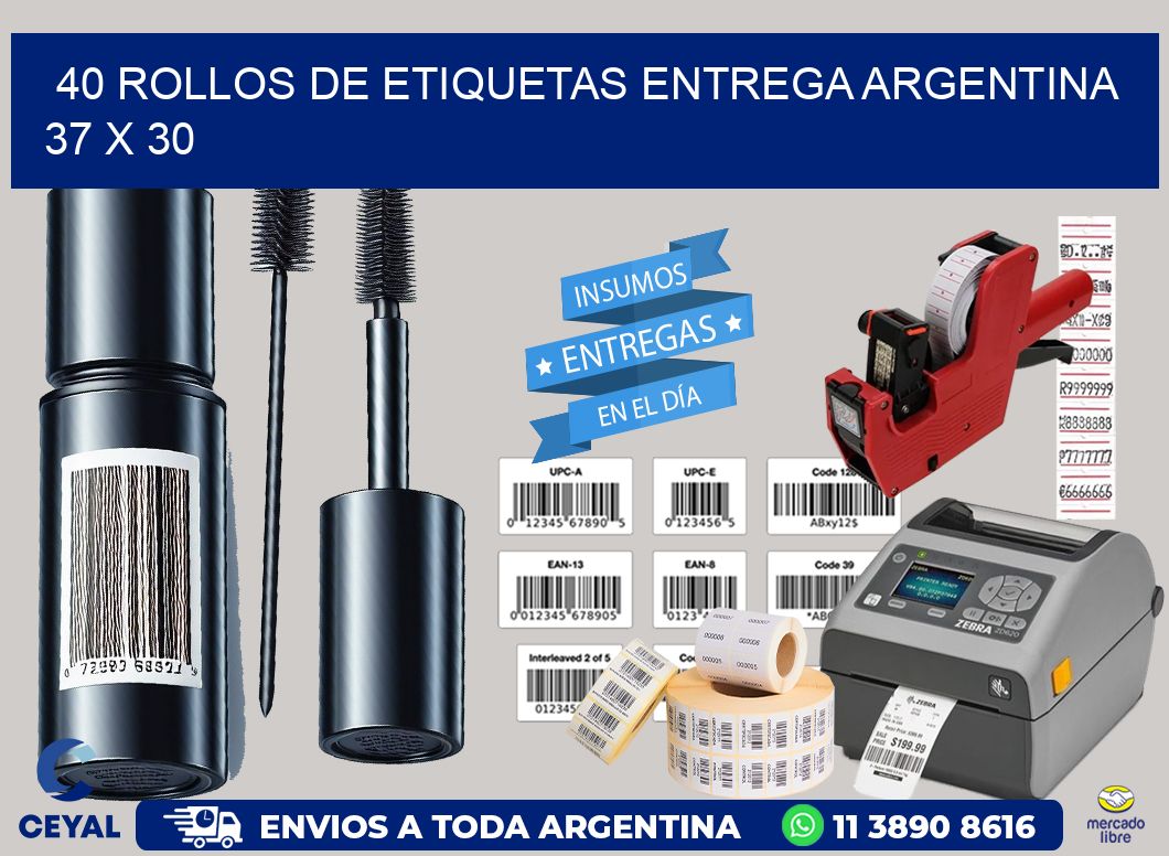 40 ROLLOS DE ETIQUETAS ENTREGA ARGENTINA 37 x 30