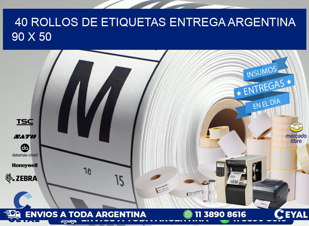 40 ROLLOS DE ETIQUETAS ENTREGA ARGENTINA 90 x 50