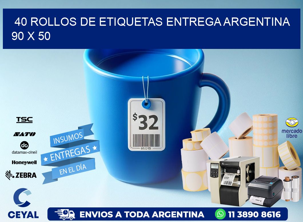 40 ROLLOS DE ETIQUETAS ENTREGA ARGENTINA 90 x 50