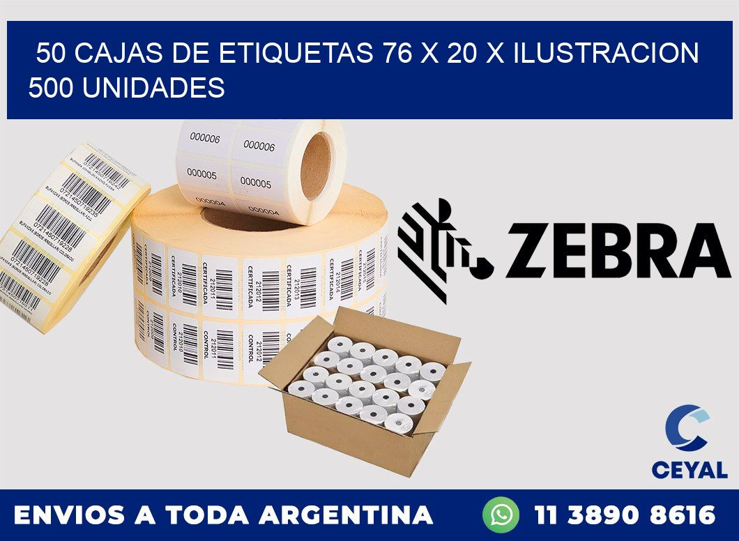 50 CAJAS DE ETIQUETAS 76 x 20 X ILUSTRACION 500 UNIDADES