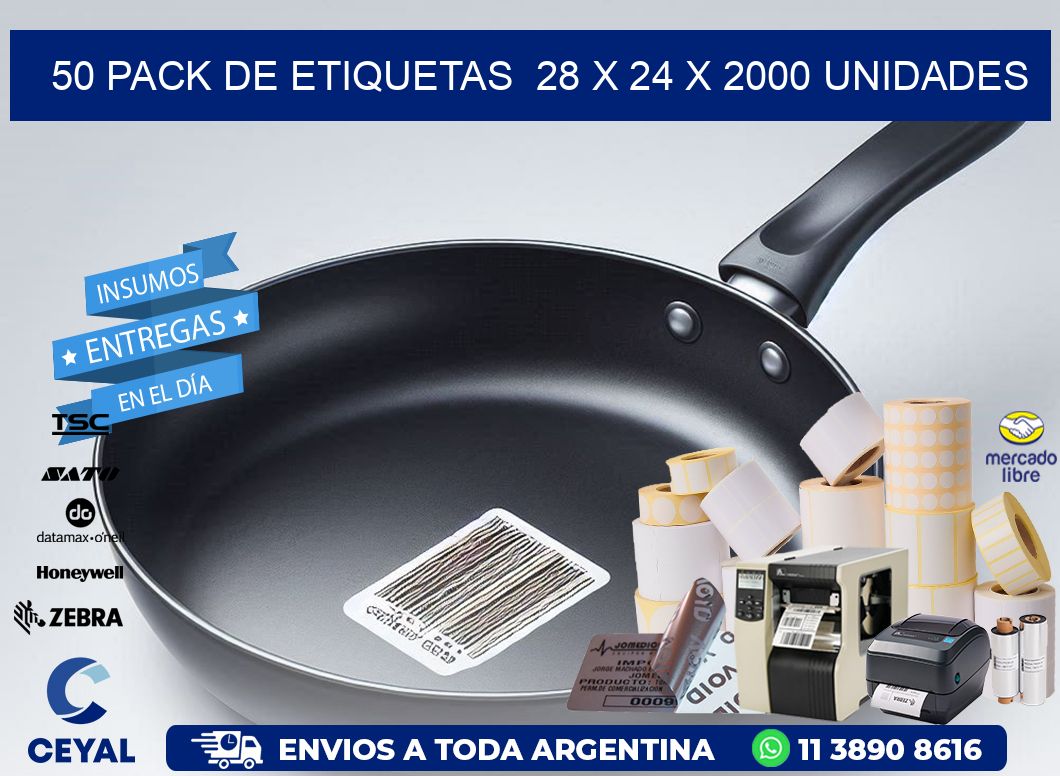 50 PACK DE ETIQUETAS  28 x 24 X 2000 UNIDADES