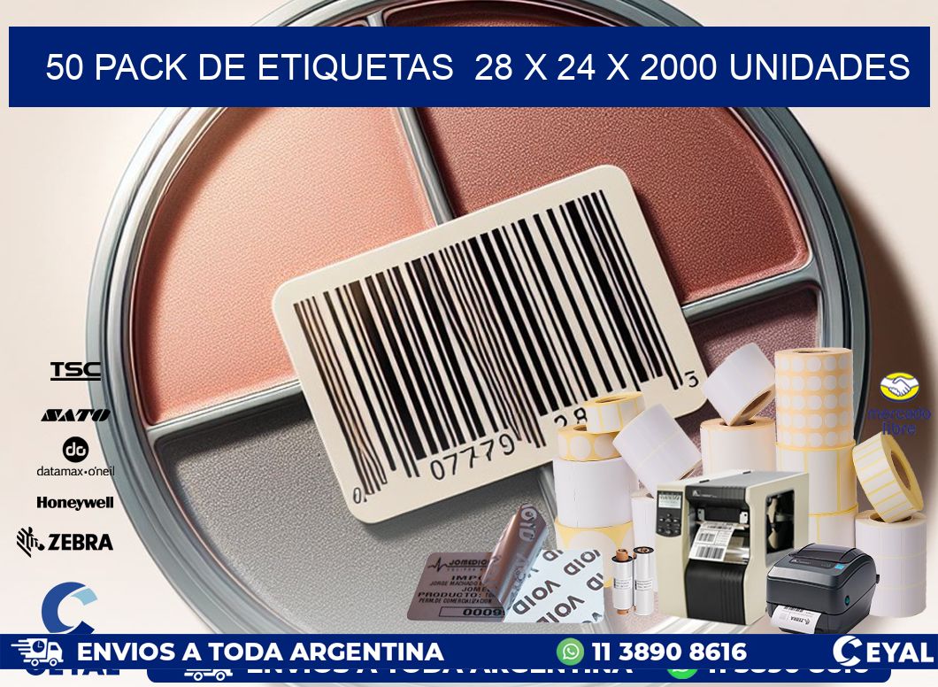 50 PACK DE ETIQUETAS  28 x 24 X 2000 UNIDADES