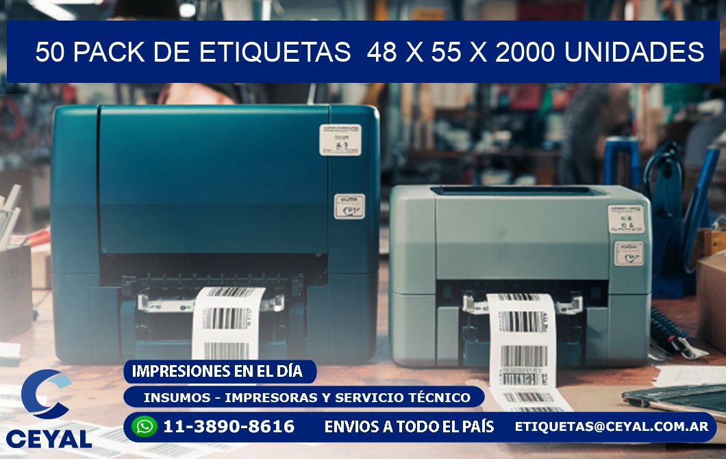 50 PACK DE ETIQUETAS  48 x 55 X 2000 UNIDADES