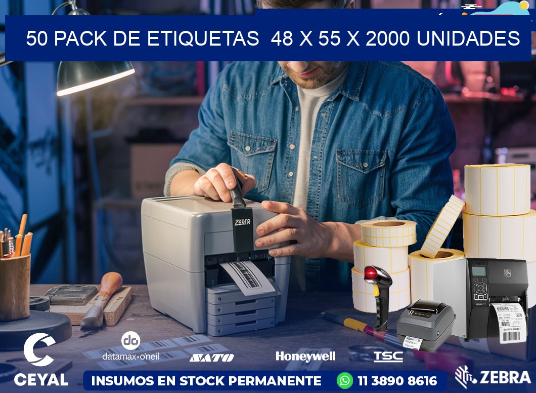 50 PACK DE ETIQUETAS  48 x 55 X 2000 UNIDADES