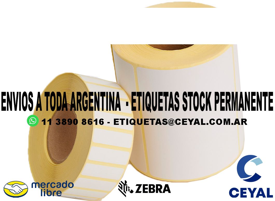 50 ROLLOS  ETIQUETAS ZEBRA 61 x 60 X 2000 UNIDADES