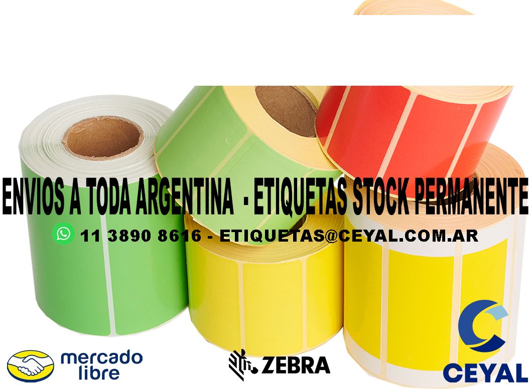 50 ROLLOS  ETIQUETAS ZEBRA 69 x 37 X 2000 UNIDADES