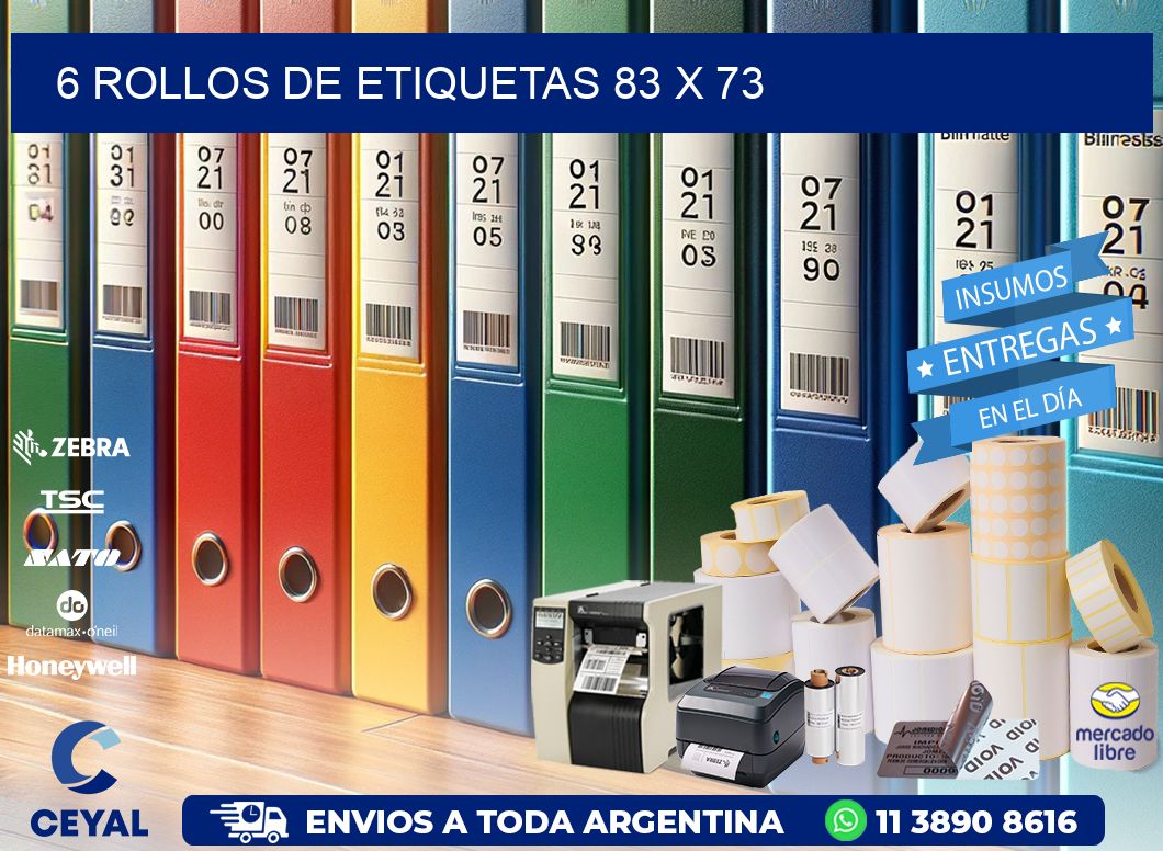 6 ROLLOS DE ETIQUETAS 83 x 73