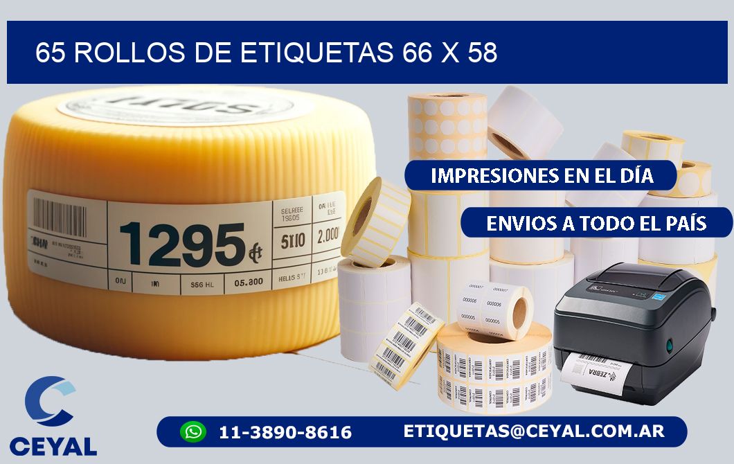 65 ROLLOS DE ETIQUETAS 66 x 58