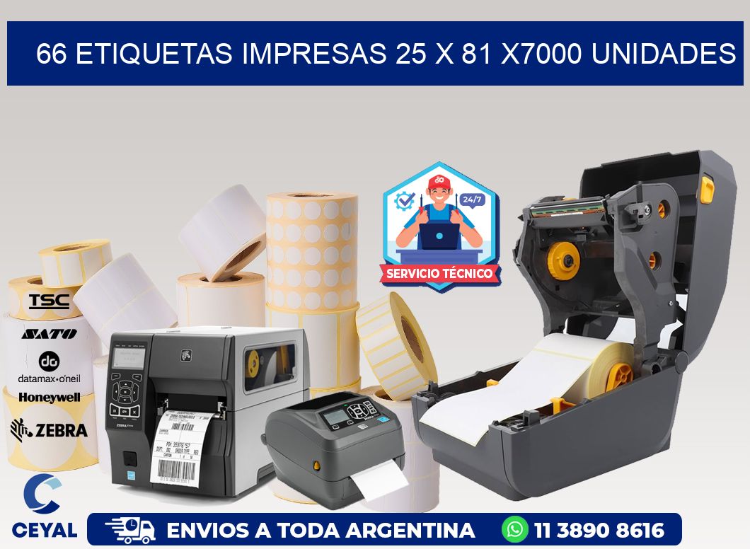 66 ETIQUETAS IMPRESAS 25 x 81 X7000 UNIDADES