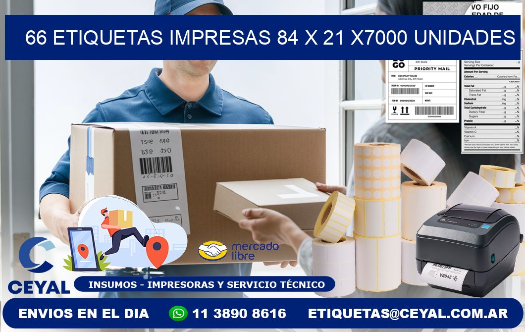 66 ETIQUETAS IMPRESAS 84 x 21 X7000 UNIDADES