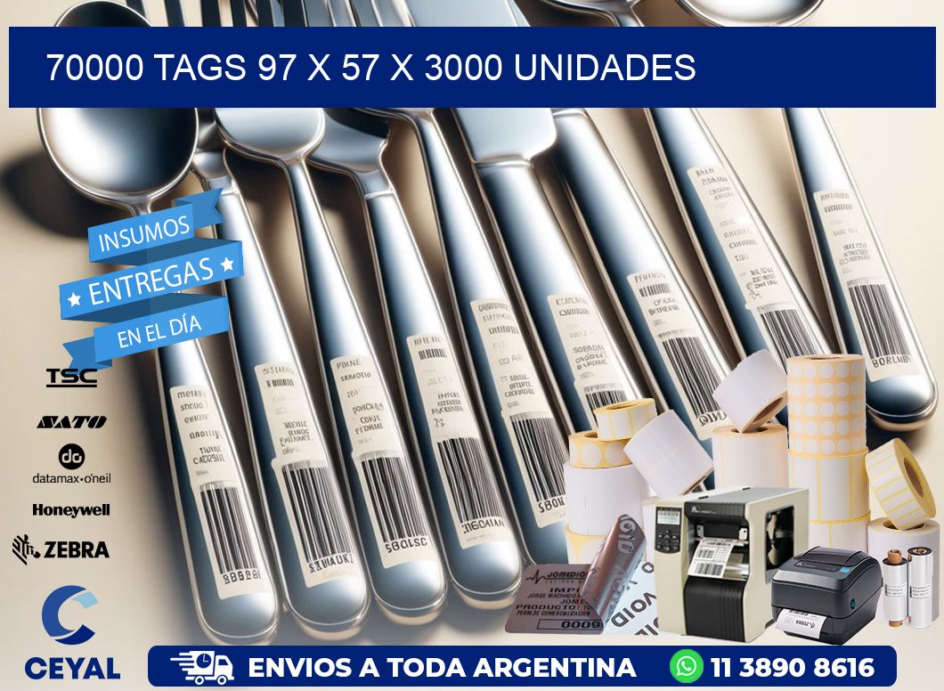 70000 TAGS 97 x 57 X 3000 UNIDADES