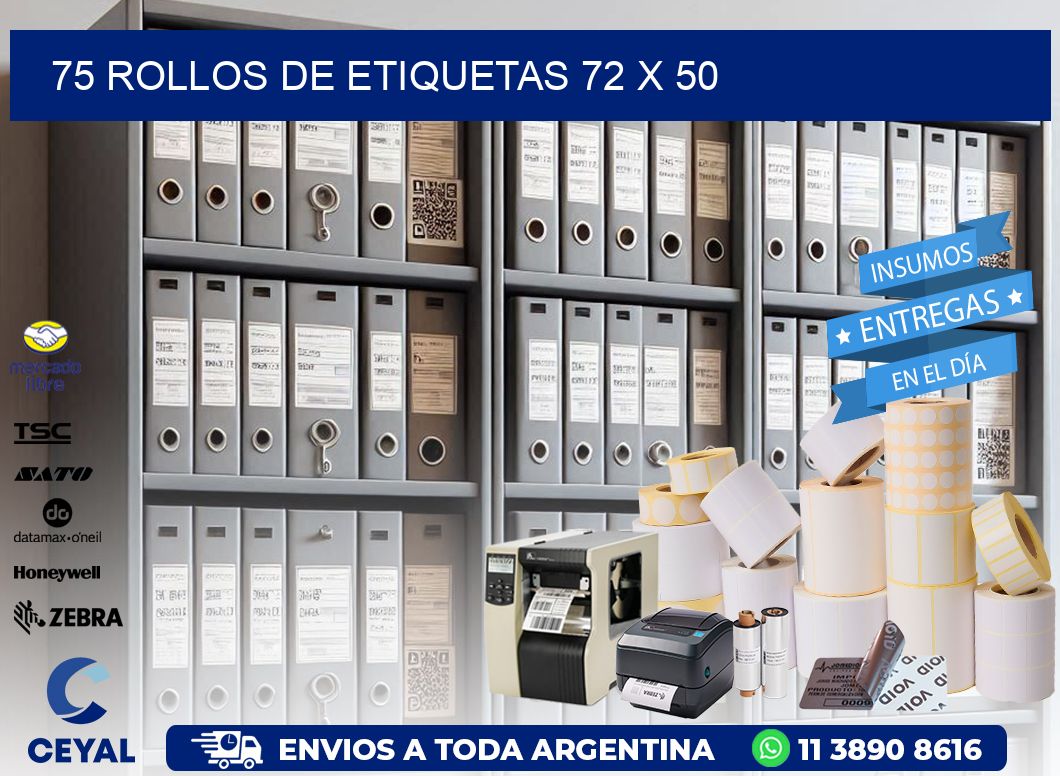 75 ROLLOS DE ETIQUETAS 72 x 50