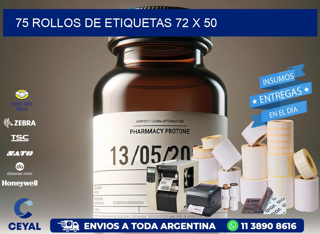 75 ROLLOS DE ETIQUETAS 72 x 50