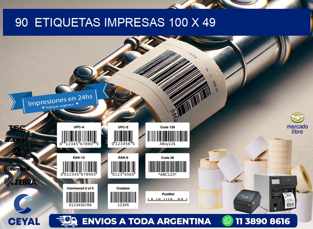 90  ETIQUETAS IMPRESAS 100 x 49