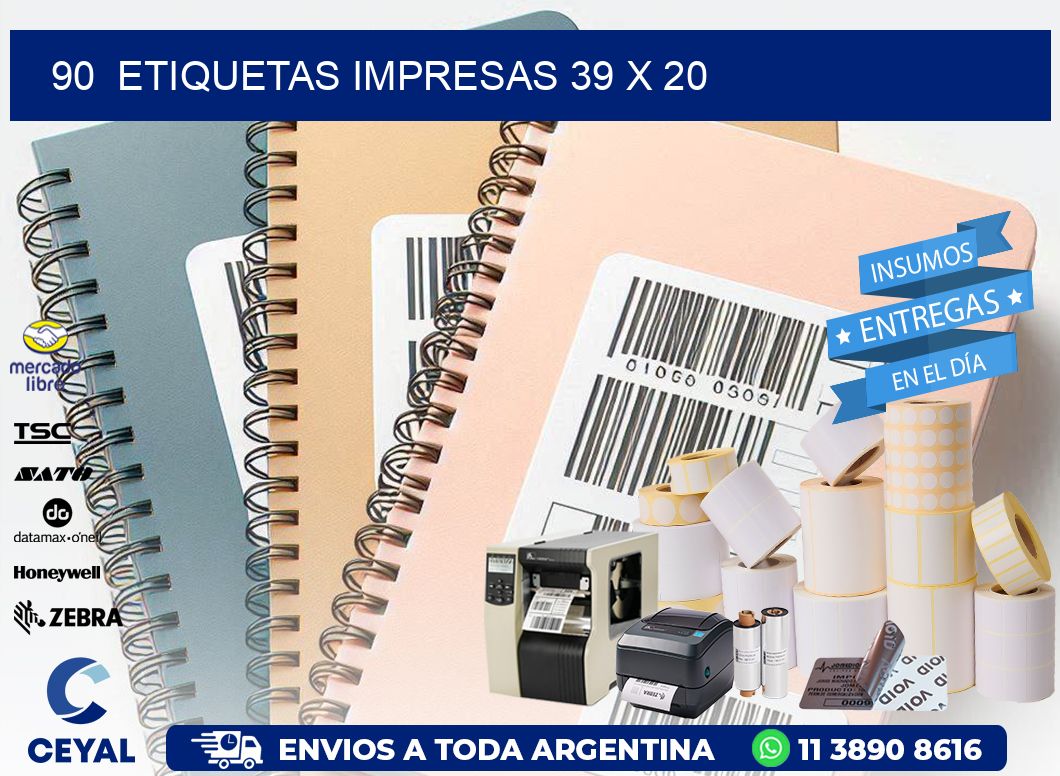 90  ETIQUETAS IMPRESAS 39 x 20