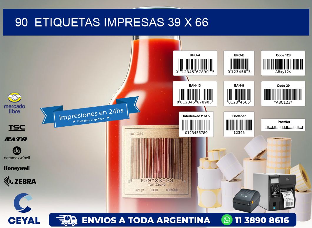 90  ETIQUETAS IMPRESAS 39 x 66