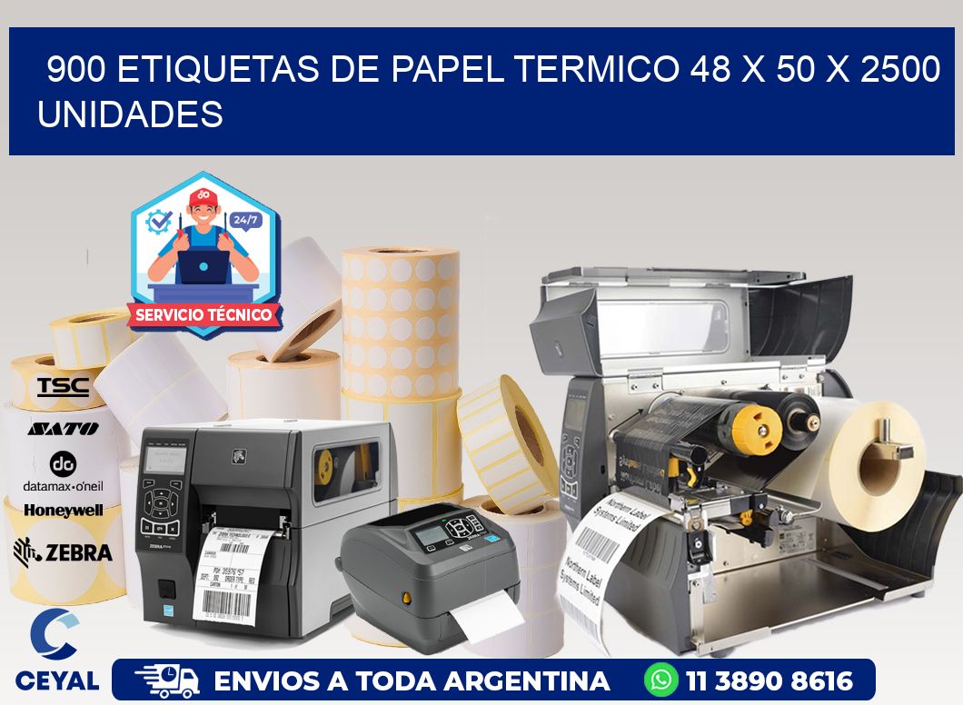 900 ETIQUETAS DE PAPEL TERMICO 48 x 50 X 2500 UNIDADES