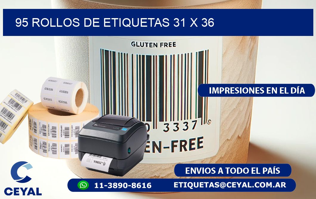 95 ROLLOS DE ETIQUETAS 31 x 36