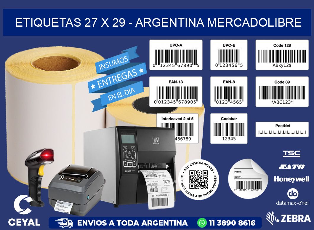 ETIQUETAS 27 x 29 - ARGENTINA MERCADOLIBRE