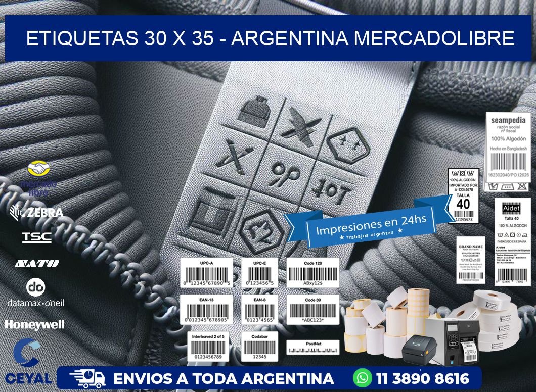 ETIQUETAS 30 x 35 - ARGENTINA MERCADOLIBRE