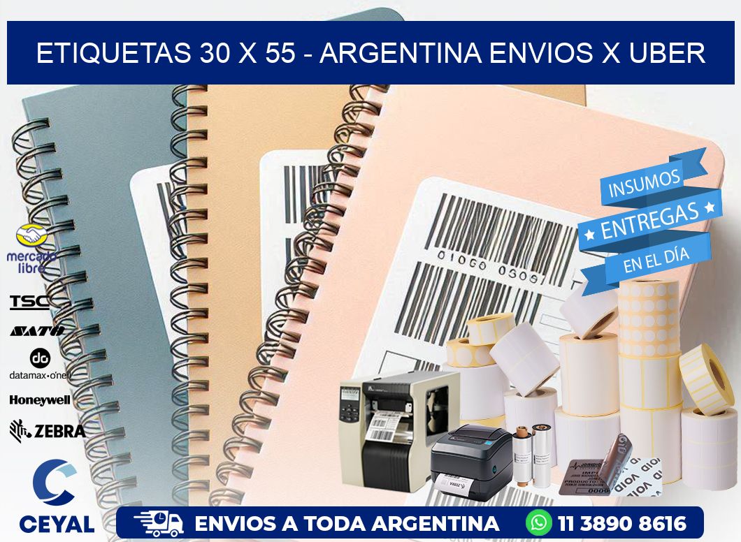 ETIQUETAS 30 x 55 - ARGENTINA ENVIOS X UBER