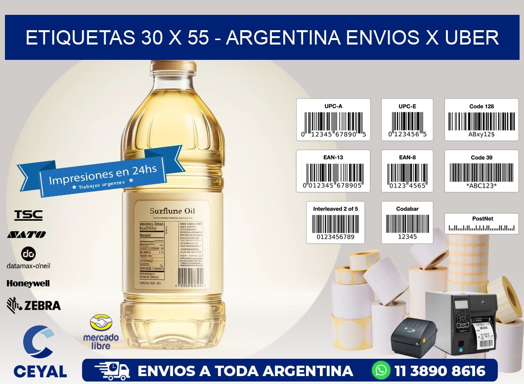 ETIQUETAS 30 x 55 - ARGENTINA ENVIOS X UBER