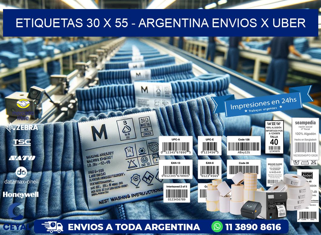 ETIQUETAS 30 x 55 - ARGENTINA ENVIOS X UBER