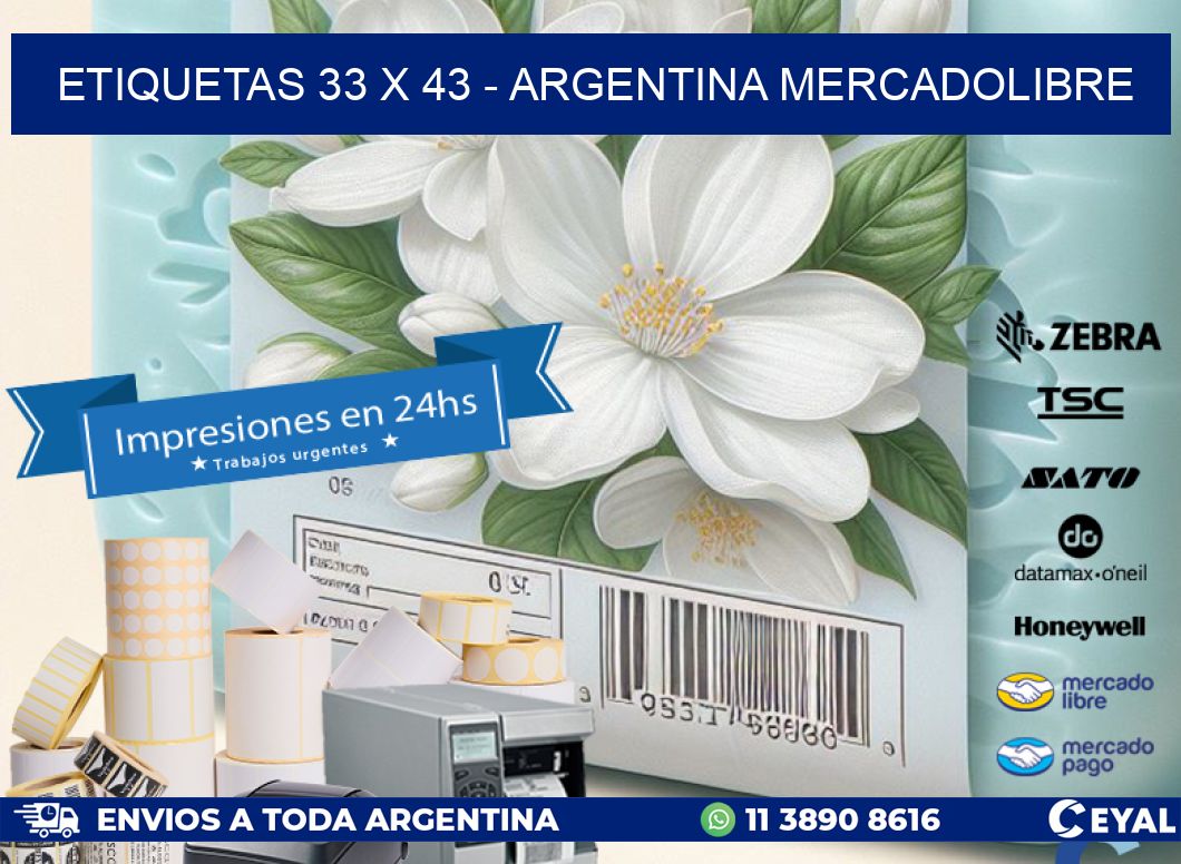 ETIQUETAS 33 x 43 - ARGENTINA MERCADOLIBRE