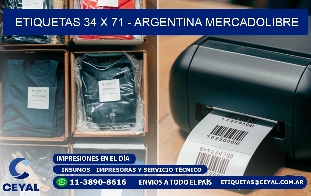 ETIQUETAS 34 x 71 - ARGENTINA MERCADOLIBRE