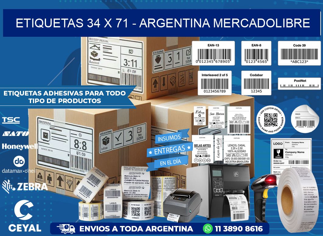 ETIQUETAS 34 x 71 - ARGENTINA MERCADOLIBRE