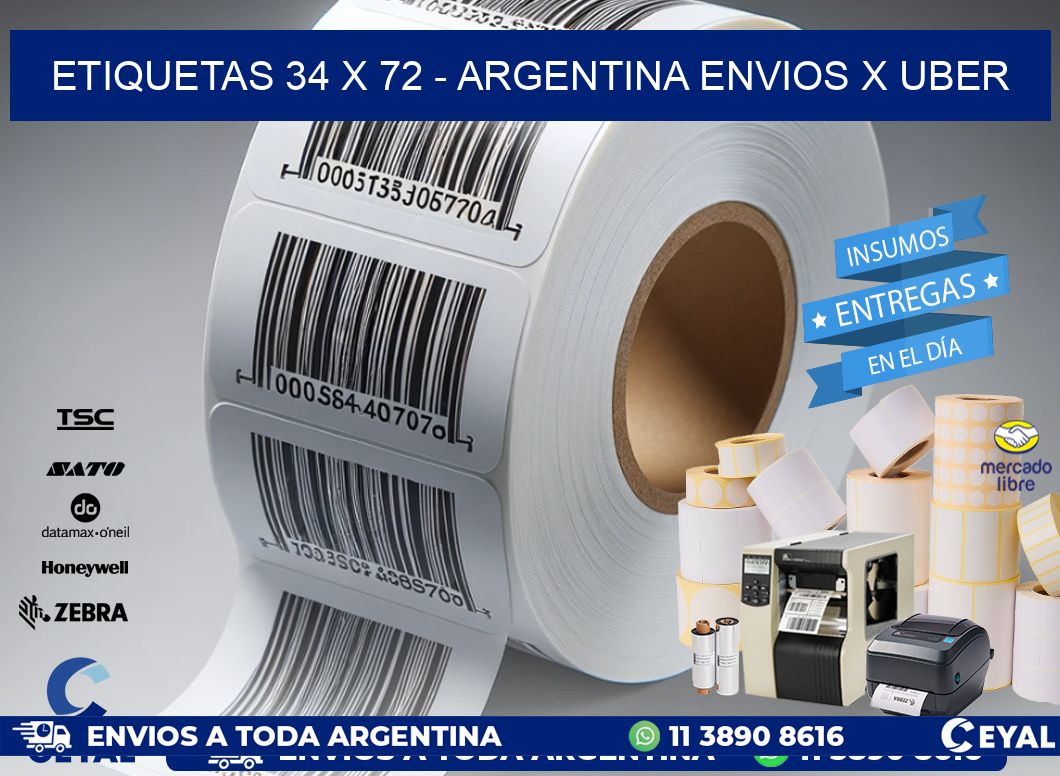 ETIQUETAS 34 x 72 - ARGENTINA ENVIOS X UBER