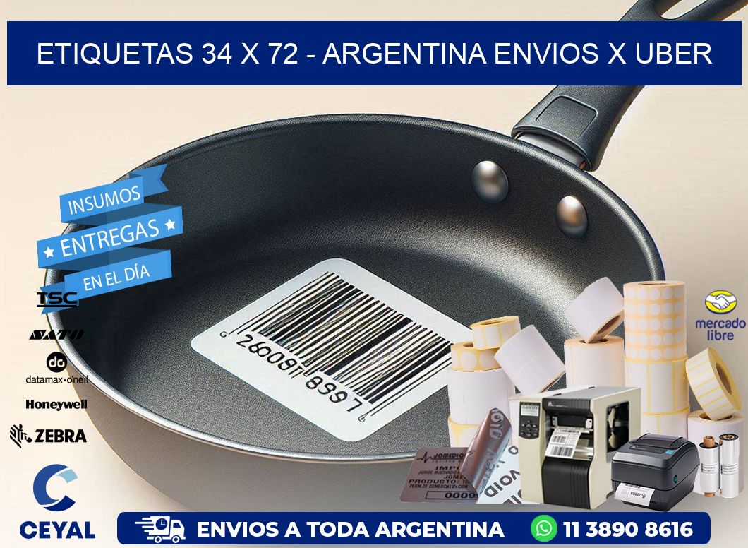 ETIQUETAS 34 x 72 - ARGENTINA ENVIOS X UBER