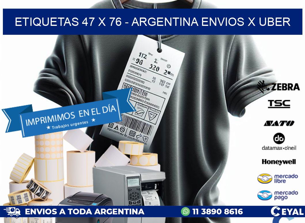 ETIQUETAS 47 x 76 - ARGENTINA ENVIOS X UBER