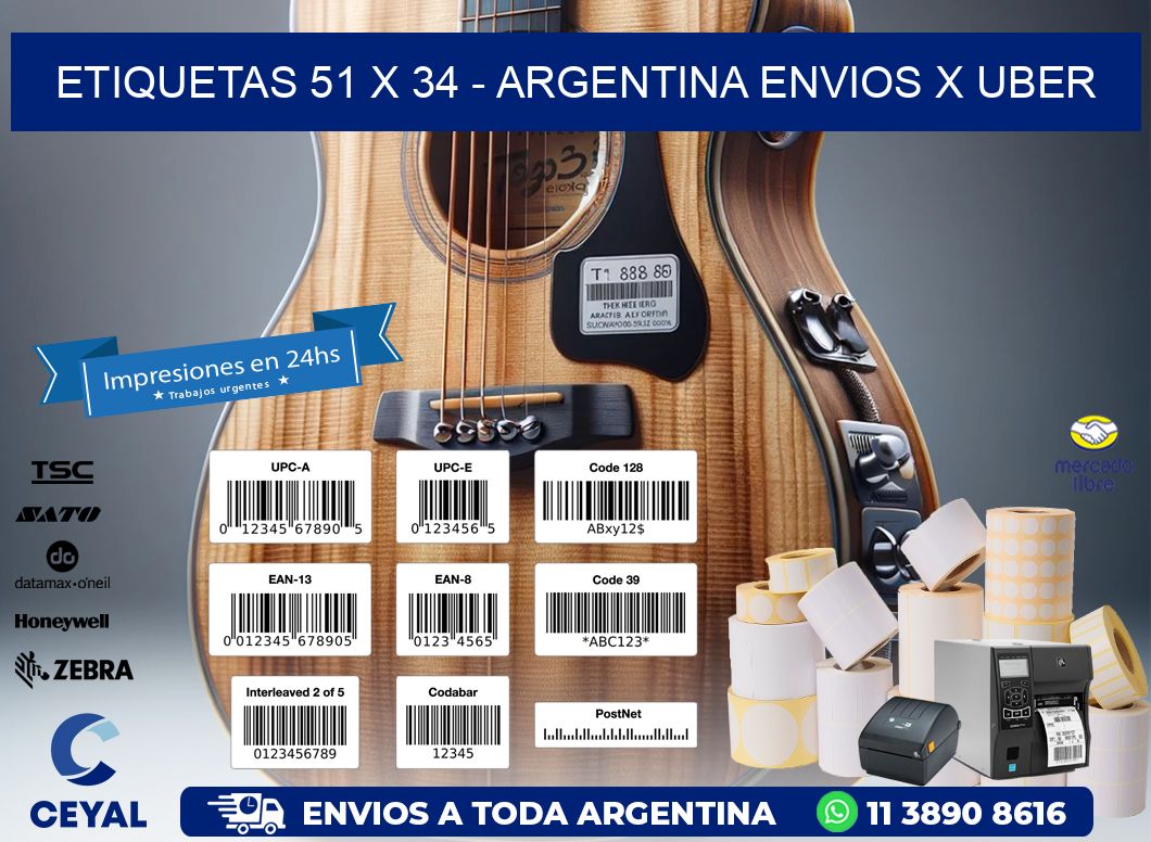 ETIQUETAS 51 x 34 - ARGENTINA ENVIOS X UBER