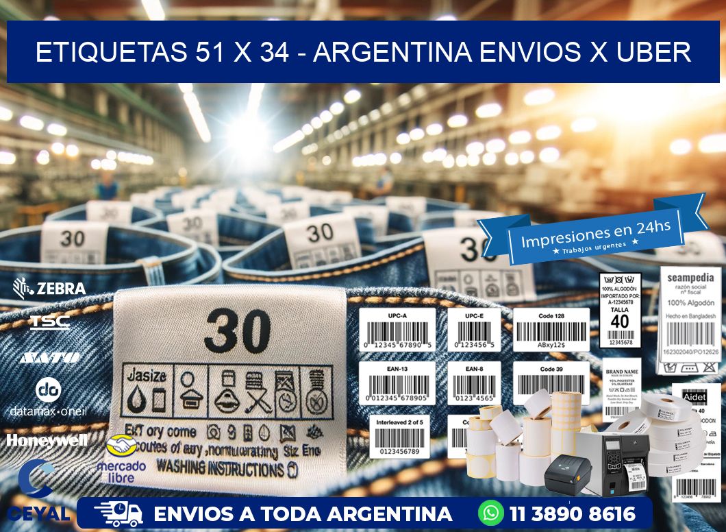 ETIQUETAS 51 x 34 - ARGENTINA ENVIOS X UBER