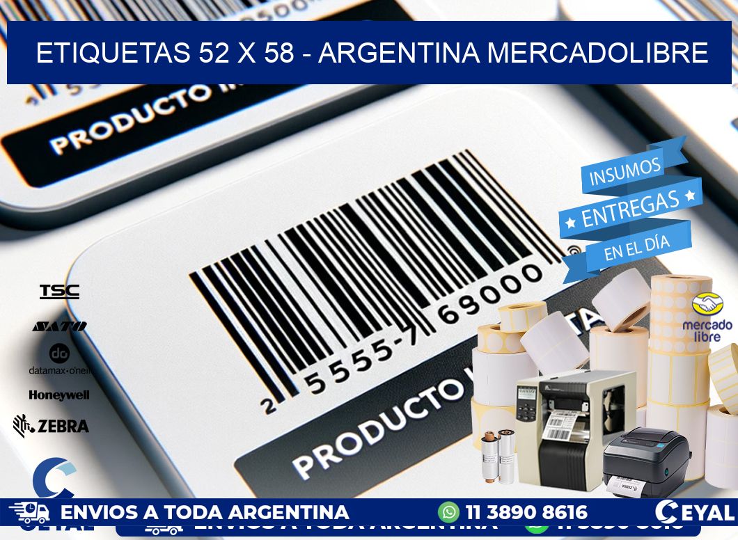 ETIQUETAS 52 x 58 - ARGENTINA MERCADOLIBRE