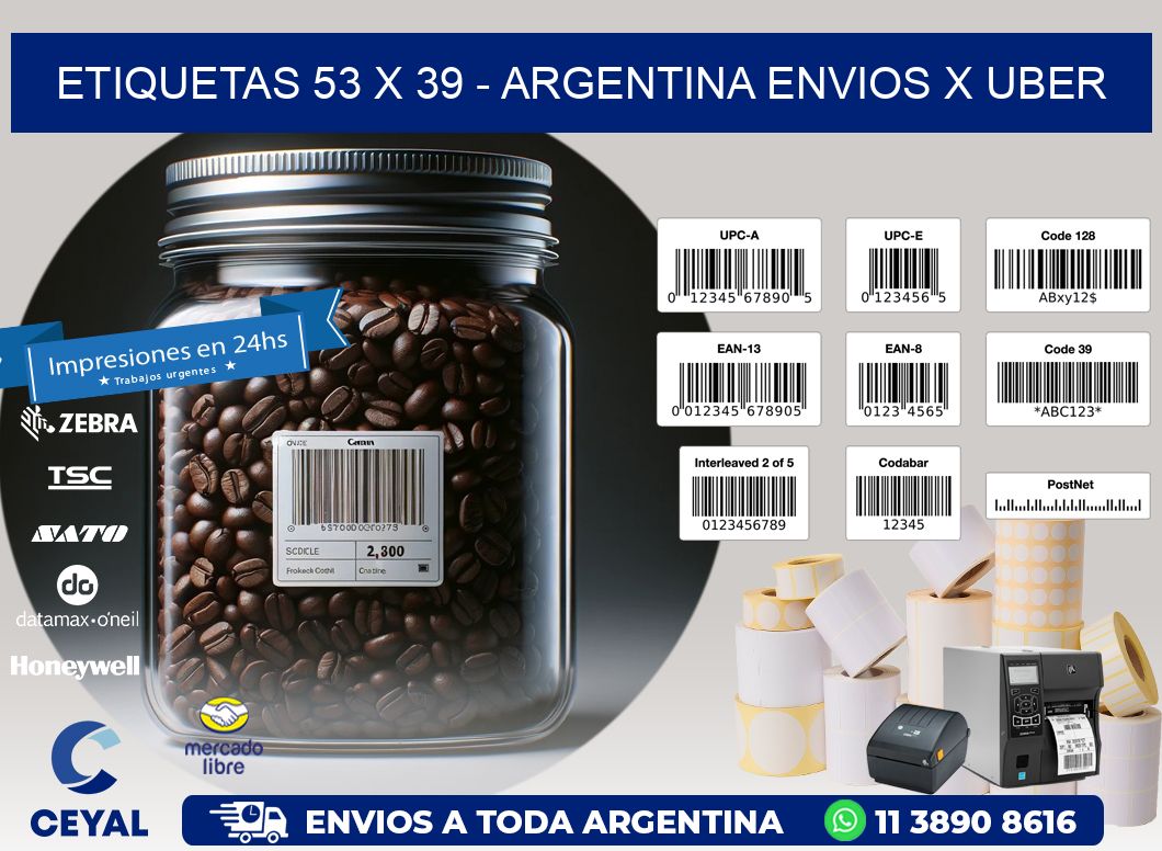 ETIQUETAS 53 x 39 - ARGENTINA ENVIOS X UBER