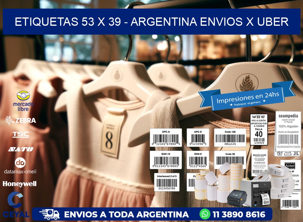 ETIQUETAS 53 x 39 - ARGENTINA ENVIOS X UBER