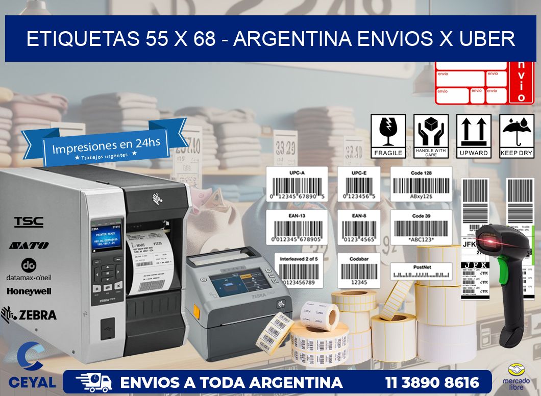 ETIQUETAS 55 x 68 - ARGENTINA ENVIOS X UBER