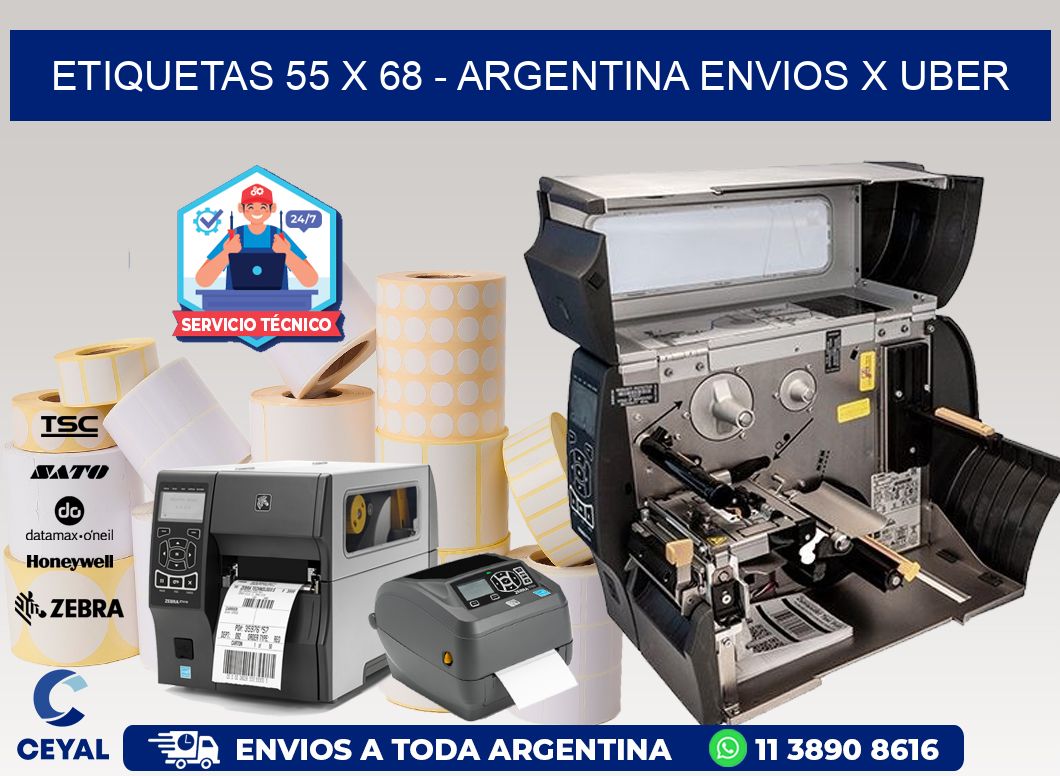 ETIQUETAS 55 x 68 - ARGENTINA ENVIOS X UBER