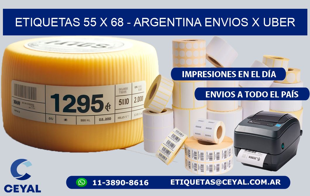 ETIQUETAS 55 x 68 - ARGENTINA ENVIOS X UBER