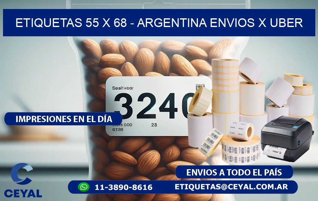 ETIQUETAS 55 x 68 - ARGENTINA ENVIOS X UBER