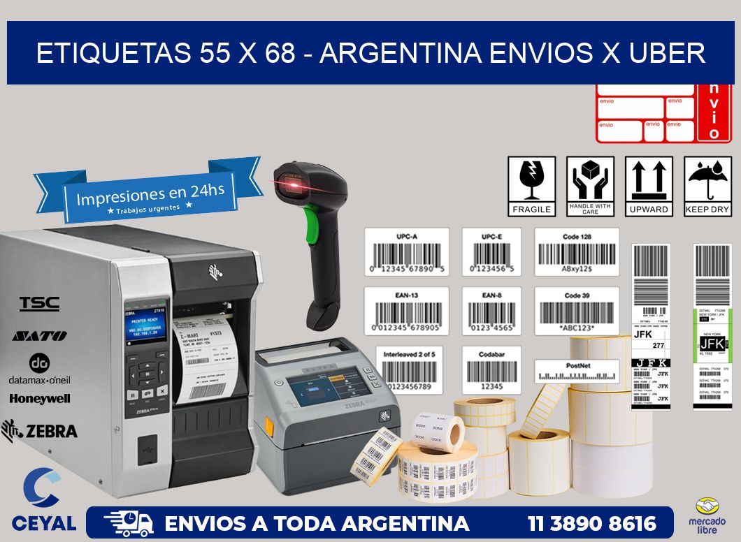 ETIQUETAS 55 x 68 – ARGENTINA ENVIOS X UBER